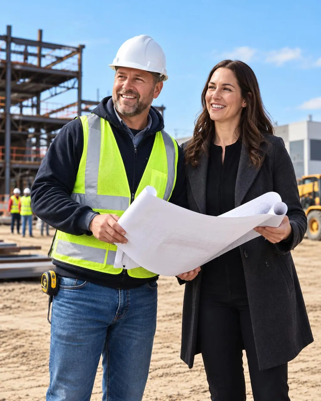 Smiling construction owner on a job site